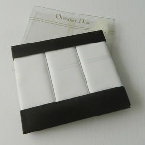 Christian Dior White 3 Cotton Boxed Handkerchiefs